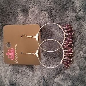 New! Silver and Purple Hoop Earrings